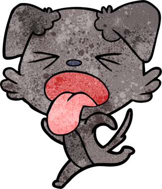 Bir insan tarafından çizilmiş çizgi film koşan köpeği.