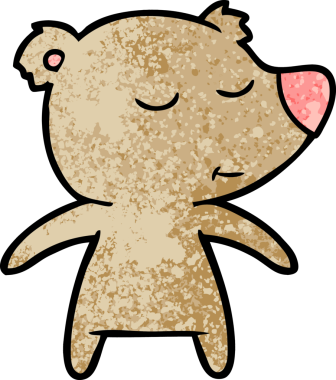 Bir insan tarafından çizilmiş mutlu çizgi film ayısı.