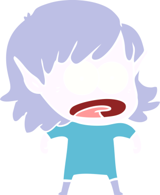 Düz renkli çizgi film bir insan tarafından çizilmiş elf kızı şok etti.