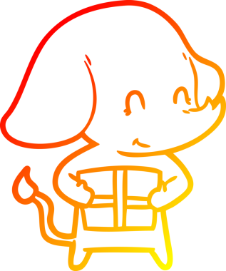 Bir insan tarafından çizilmiş sevimli bir filin sıcak çizgi çizimi.