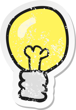 Bir insan tarafından çizilmiş bir karikatür ampulünün gerilimli yapıştırması.