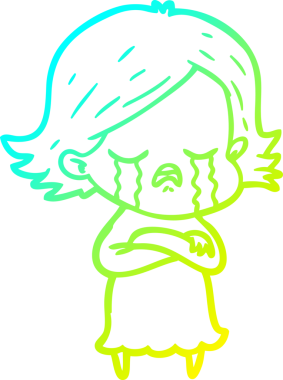 Bir insan tarafından çizilmiş ağlayan bir çizgi film kızı çizimi.