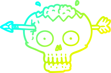 Bir insan tarafından çizilmiş ok ve kafatasının soğuk gradyan çizimi.