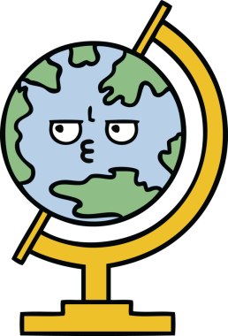 Bir insan tarafından çizilmiş sevimli bir dünya karikatürü.