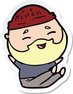 Bir insan tarafından çizilmiş mutlu sakallı bir adamın çıkartması.