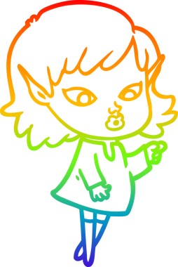 Bir insan tarafından çizilmiş gökkuşağı gradyan çizgi çizimi.