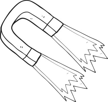 Bir insan tarafından çizilmiş siyah beyaz karikatür mıknatısı