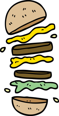 Bir insan tarafından çizilmiş karalama burgeri.