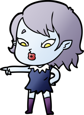 Bir insan tarafından çizilmiş şirin vampir kız çizgi filmi.