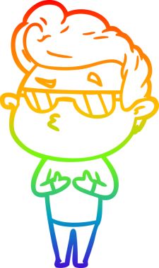 Gökkuşağı gradyan çizimi. Bir insan tarafından çizilmiş havalı bir adamın çizimi.