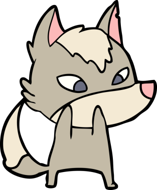 Bir insan tarafından çizilmiş utangaç bir çizgi film kurdu.