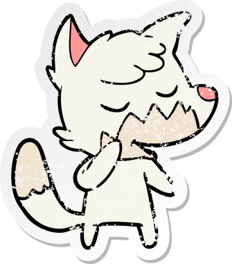 Bir insan tarafından çizilmiş dost canlısı bir tilkinin sıkıntılı çıkartması.