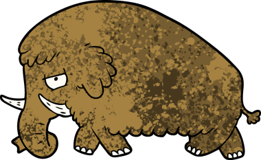 Bir insan tarafından çizilmiş mamut çizgi filmi.