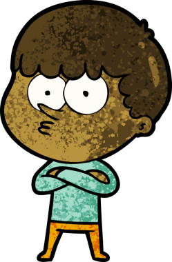 Bir insan tarafından çizilmiş meraklı bir çocuk.