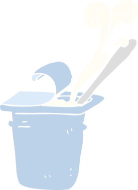 Bir insan tarafından çizilmiş düz renkli yoğurt çizimi