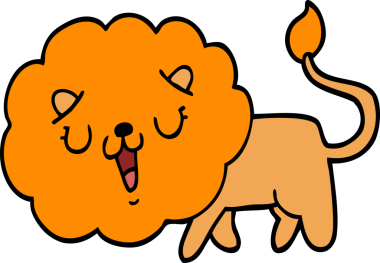 Bir insan tarafından çizilmiş şirin çizgi film aslanı.