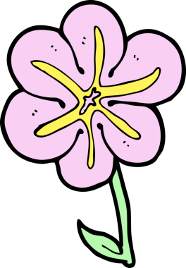 Bir insan tarafından çizilmiş karikatür çiçeği