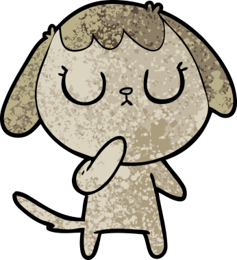 Bir insan tarafından çizilmiş şirin bir çizgi film köpeği.