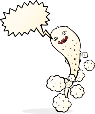 Bir insan tarafından çizilmiş konuşma baloncuğu olan karikatür hayaleti.