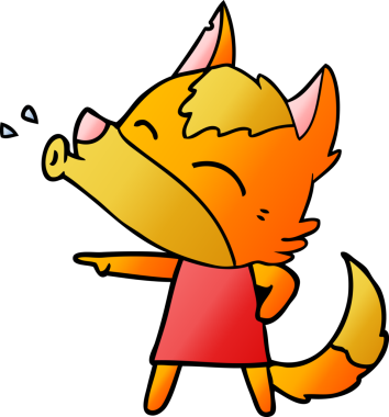 Bir insan tarafından çizilmiş tilki çizgi film karakteri