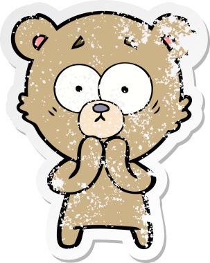 Bir insan tarafından çizilmiş endişeli bir ayı çizgi filminin sıkıntılı çıkartması.