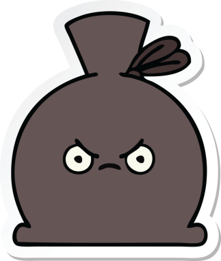 Bir insan tarafından çizilmiş şirin bir karikatür çuvalı.