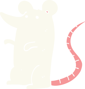 Bir insan tarafından çizilmiş düz renk çizgi film faresi