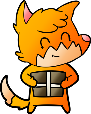 Bir insan tarafından çizilmiş, çizgi film dostu tilki.