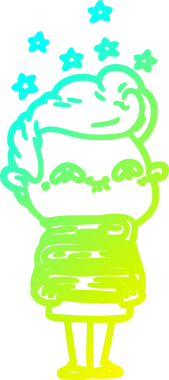 Bir insan tarafından çizilmiş, heyecanlı bir çizgi film çizimi.