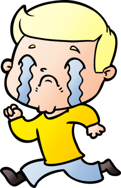 Bir insan tarafından çizilmiş ağlayan çizgi film adamı.