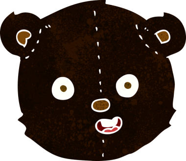 Bir insan tarafından çizilmiş siyah oyuncak ayı kafası.