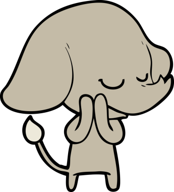 Bir insan tarafından çizilmiş gülümseyen bir fil.