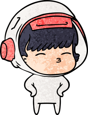 Bir insan tarafından çizilmiş meraklı astronot çizgi filmi.