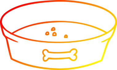 Bir insan tarafından çizilmiş boş bir köpek maması kasesinin sıcak çizgi çizimi