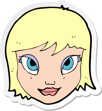 Bir insan tarafından çizilmiş karikatür kadın yüzü çıkartması.