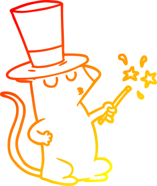 Bir insan tarafından çizilmiş bir fare sihirbazının sıcak çizgi çizimi