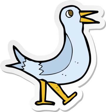 Bir insan tarafından çizilmiş yürüyen bir kuşun çıkartması.