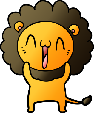 Bir insan tarafından çizilmiş mutlu çizgi film aslanı.