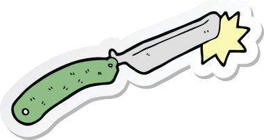 Bir insan tarafından çizilmiş keskin bir jilet çıkartması.