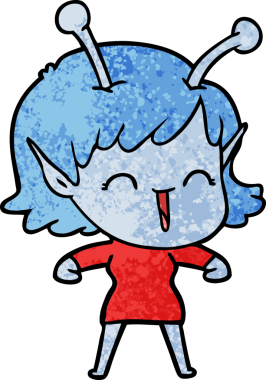 Bir insan tarafından çizilmiş uzaylı kız.