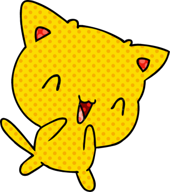 Bir insan tarafından çizilmiş kawaii kedisinin serbest çizimi.