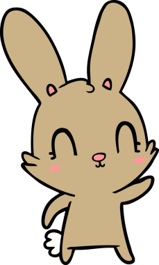 Bir insan tarafından çizilmiş şirin çizgi film tavşanı.