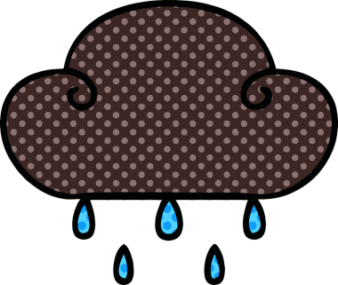 Bir insan tarafından çizilmiş çizgi roman tarzı tuhaf yağmur bulutu.