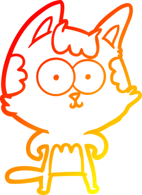 Bir insan tarafından çizilmiş mutlu çizgi film kedisinin sıcak çizgi çizgisi.