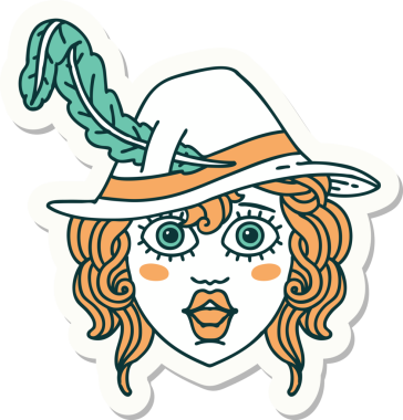 Bir insan tarafından çizilmiş bir ozan karakterinin çıkartması.