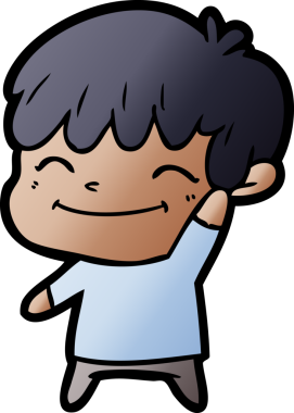 Bir insan tarafından çizilmiş mutlu çizgi film çocuğu.