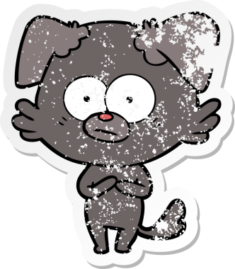 Bir insan tarafından çizilmiş sinirli bir köpek karikatürü.