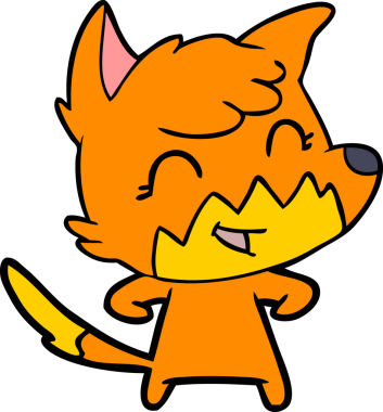 Bir insan tarafından çizilmiş mutlu çizgi film tilkisi.