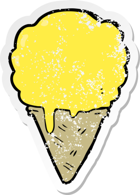 Bir insan tarafından çizilmiş karikatür dondurmasının sıkıntılı çıkartması.