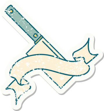 Bir insan tarafından çizilmiş et satırı sancağına sahip eski bir etiket.